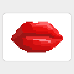 Closed red lips (Pixel Art) Magnet